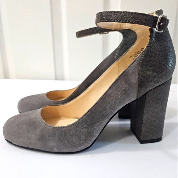 Nine West Charcoal Ankle Strap Heels - Picture 1 of 11